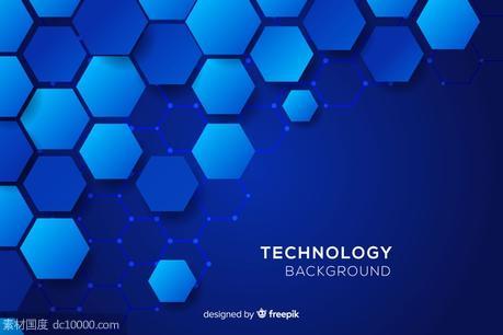 蜂巢科技背景设计 Technological honeycomb blue background Vector【ai，jpg】 - 源文件