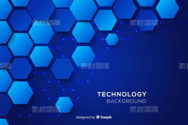 蜂巢科技背景设计 Technological honeycomb blue background Vector【ai，jpg】