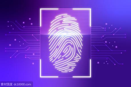 酷炫指纹加密背景 Violet neon fingerprint background Vector【jpg，eps】 - 源文件