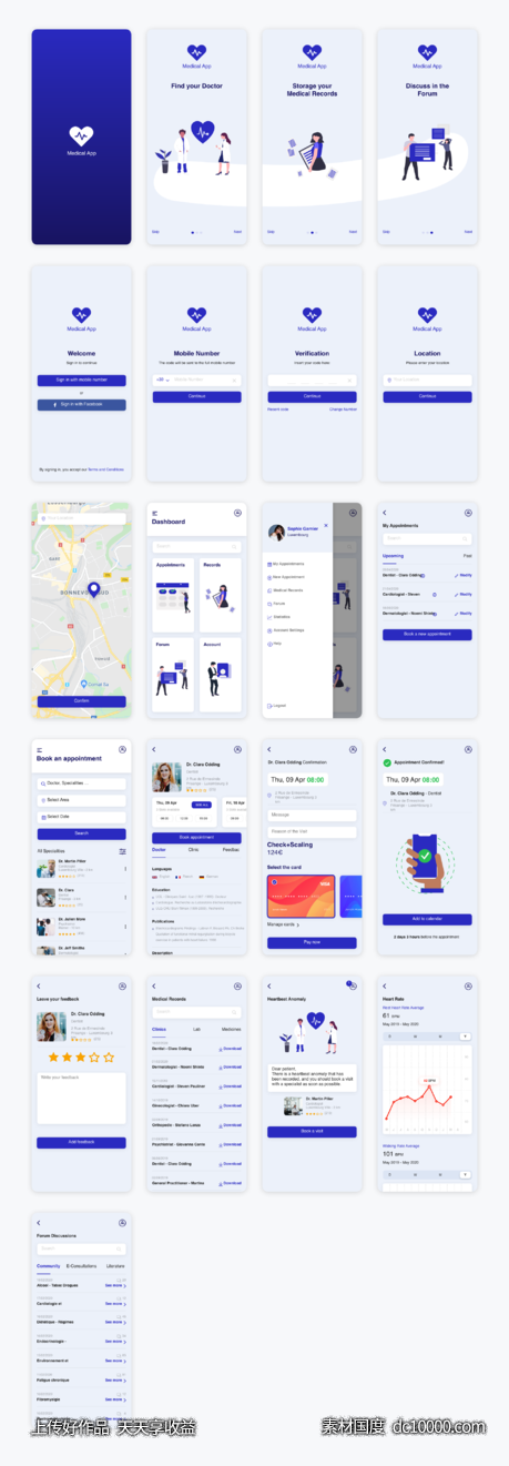 医疗app ui .xd素材下载-源文件-素材国度dc10000.com