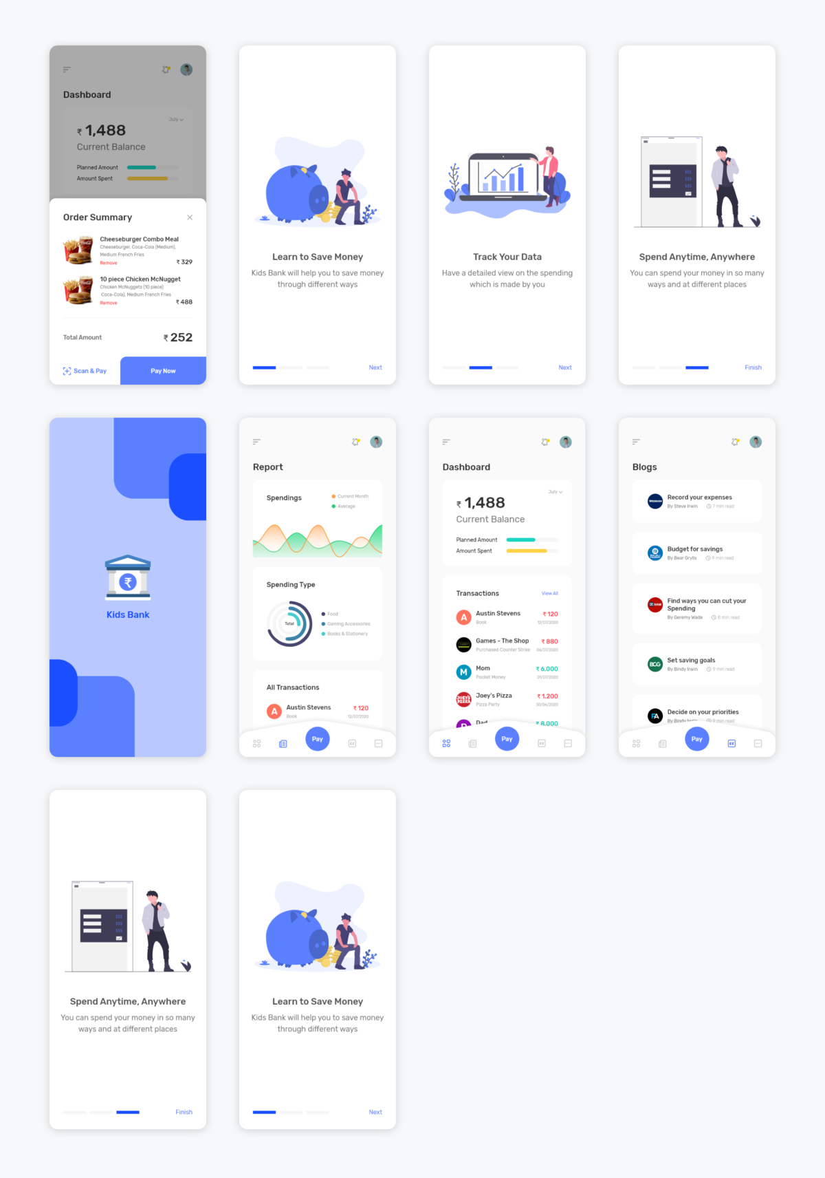 儿童手机支付、银行app ui .xd素材下载