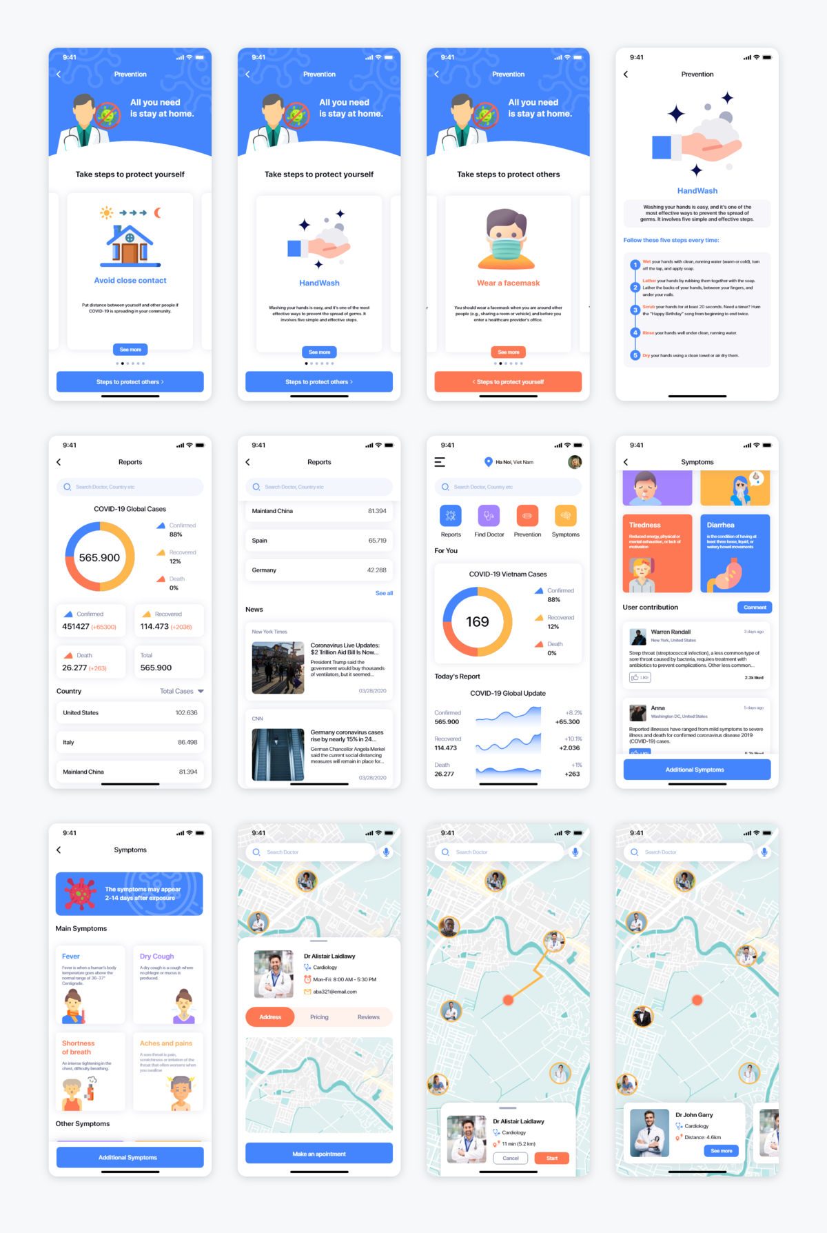 新冠肺炎数据展示app ui .xd素材下载