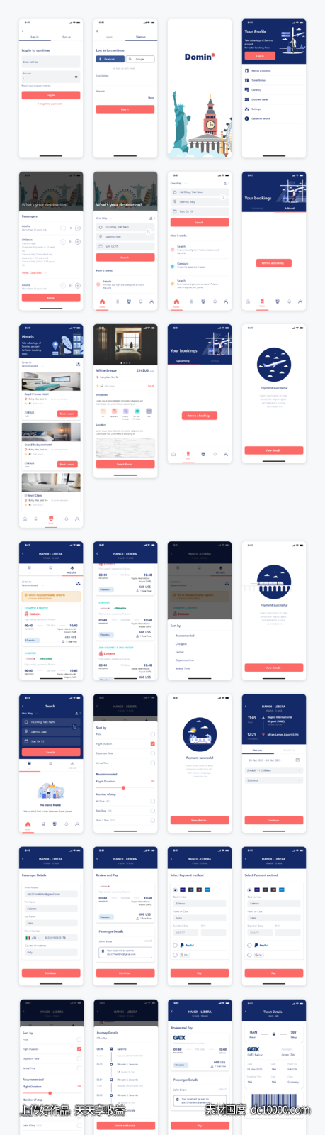 旅行预订app ui .xd .fig素材下载-源文件-素材国度dc10000.com