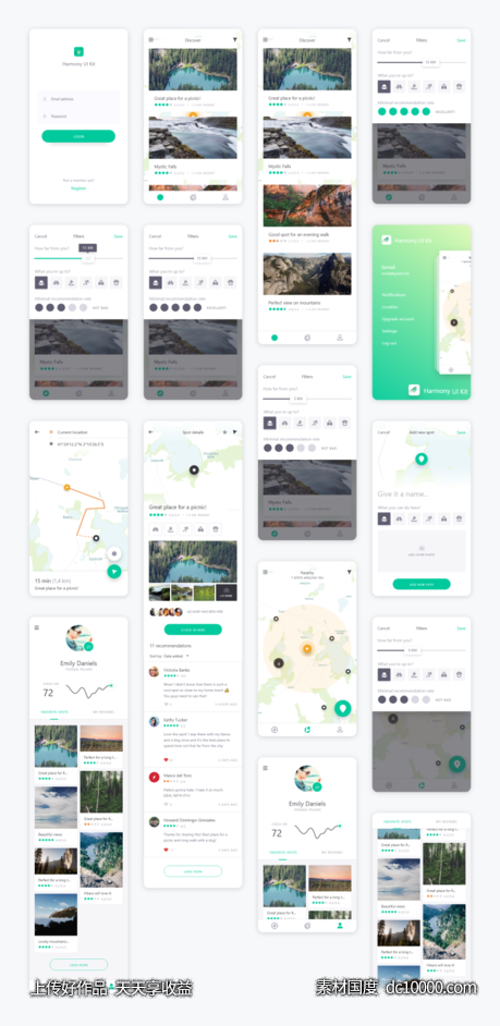 旅行app ui kit Harmony .xd素材下载-源文件-素材国度dc10000.com