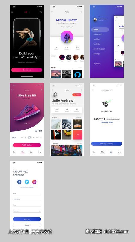 Galio Framework app ui kit .sketch  .psd素材下载-源文件-素材国度dc10000.com