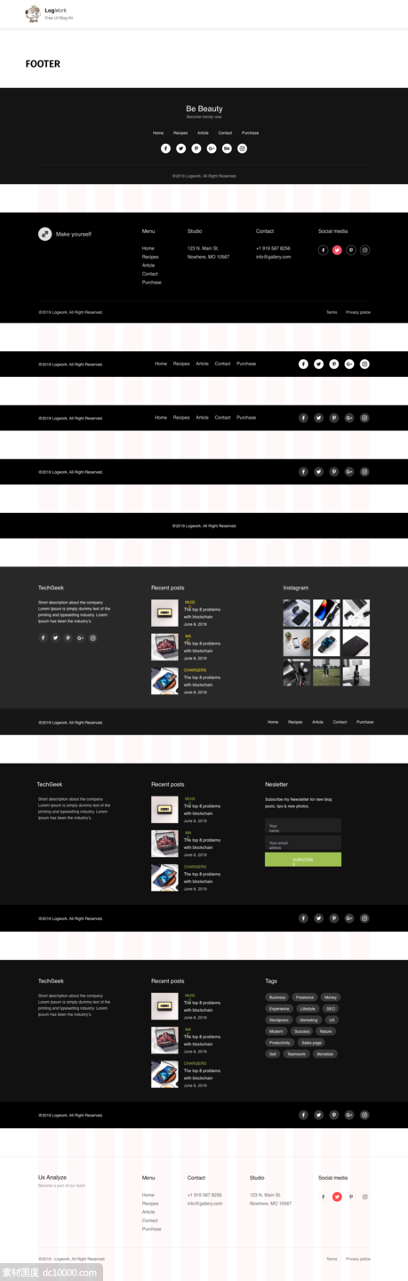 博客网站UI模板 .sketch素材下载 - 源文件