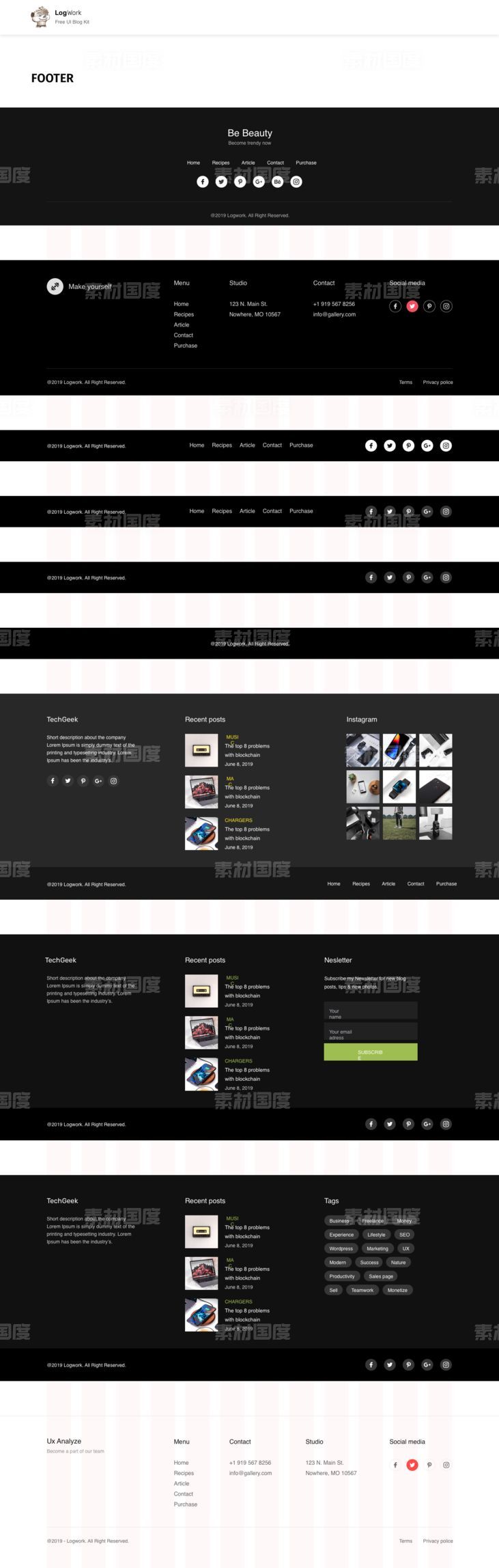 博客网站UI模板 .sketch素材下载