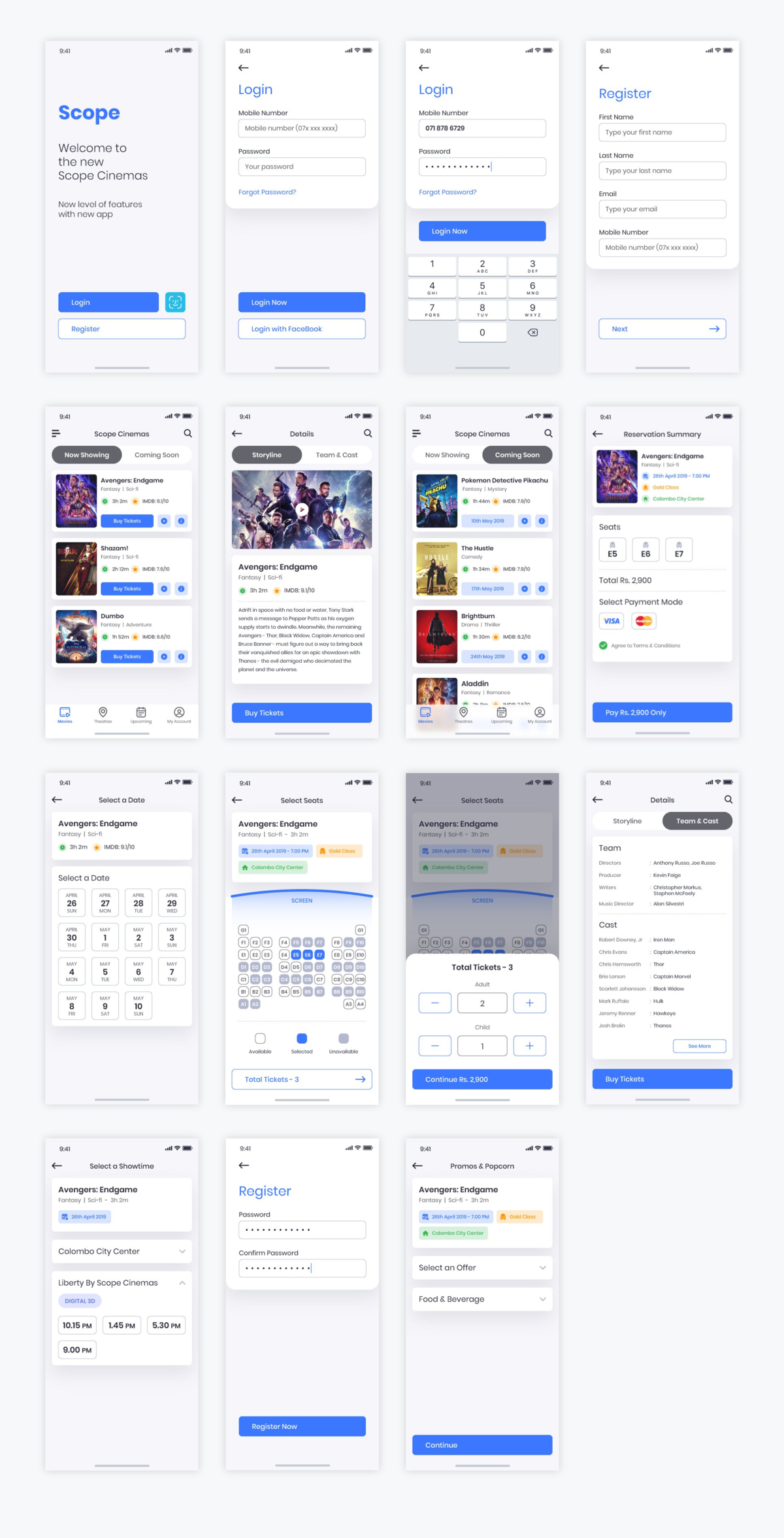 电影购票app scope ui .xd .ai素材下载