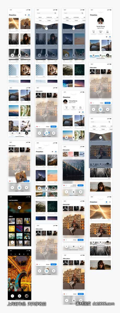 图片分享APP PhotoFan ui模板 .xd素材下载 - 源文件