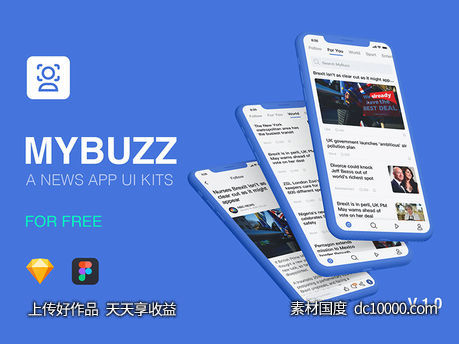 MyBuzz 新闻类app ui .sketch .fig素材下载-源文件-素材国度dc10000.com