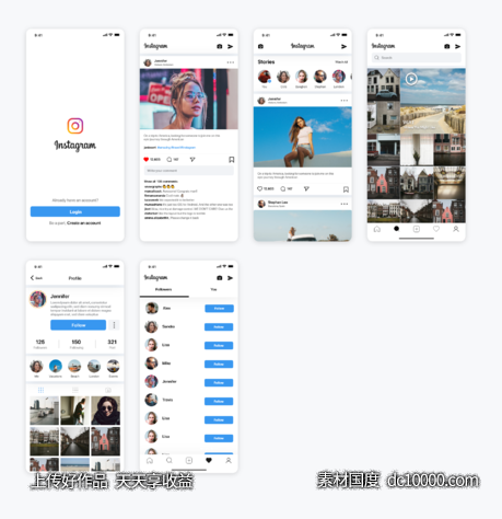 instgram app ui redesign .xd素材下载 - 源文件