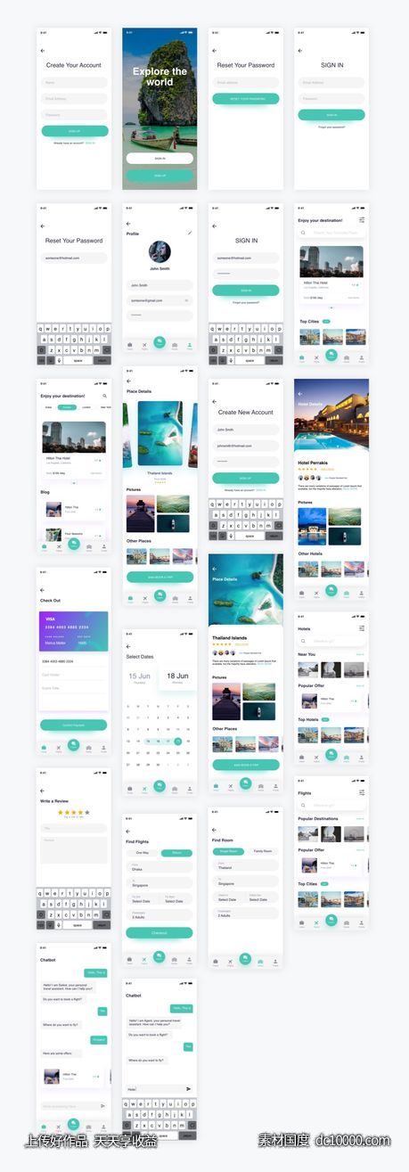 整套旅行app ui .sketch素材下载 - 源文件