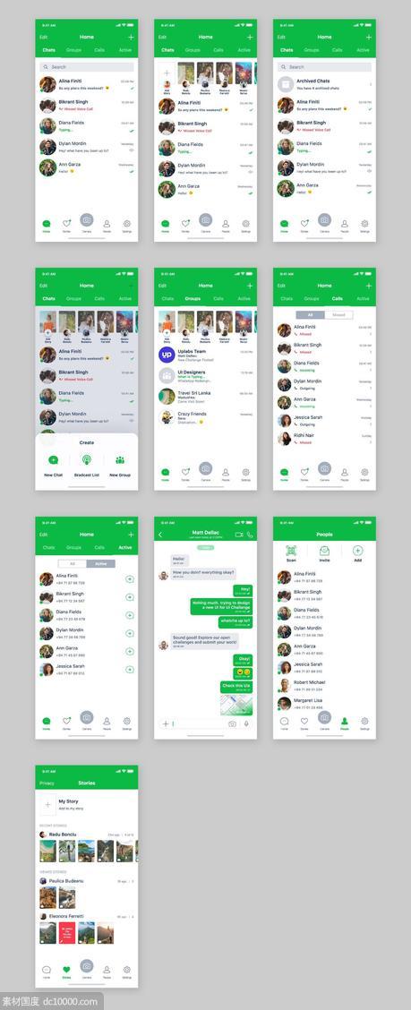 WhatsApp iOS App ui .ai下载 - 源文件