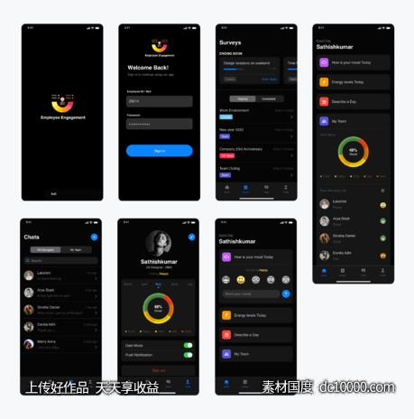 内部协作、办公app ui .xd素材下载-源文件-素材国度dc10000.com