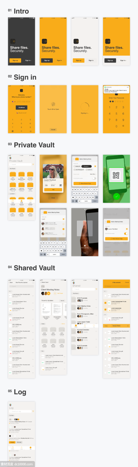 Vault 私有文件保密管理app .xd素材下载 - 源文件