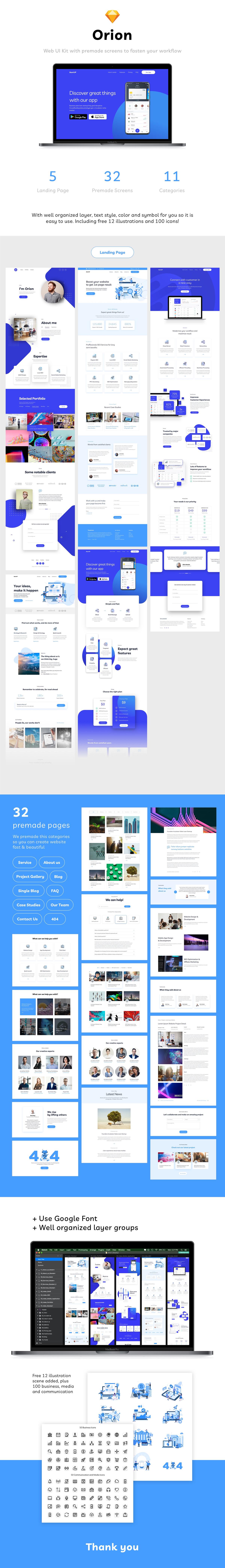 网页模板Orion .sketch素材下载