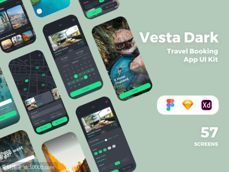 旅游预订app ui kit Vesta .xd .fig .sketch素材下载 - 源文件