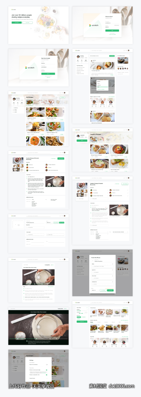 Scratch UI Kit 美食类网页模板 app ui .sketch素材下载-源文件-素材国度dc10000.com