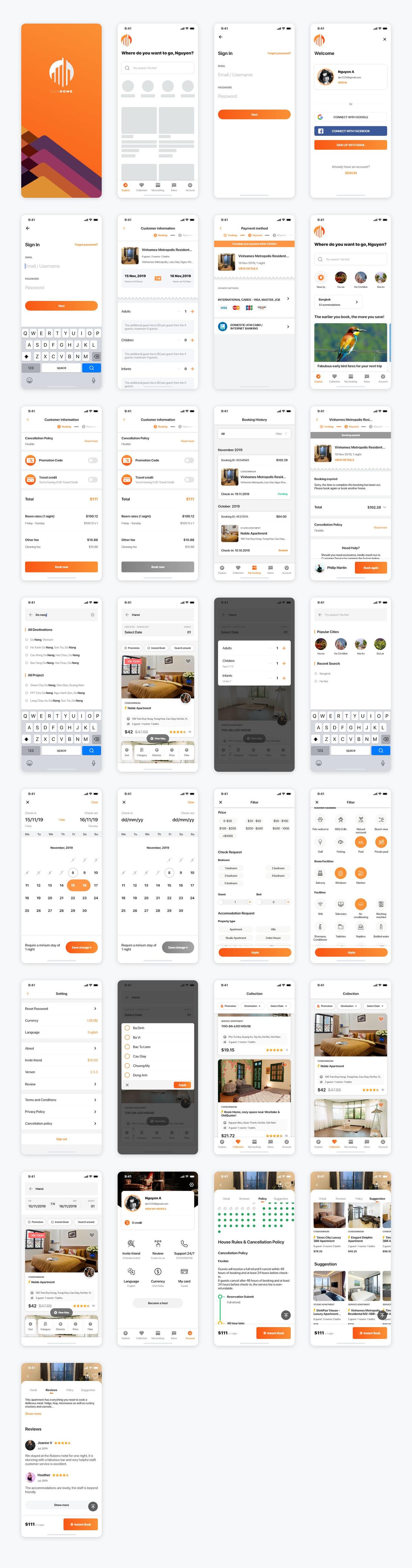 Sunhome 租房app ui .xd素材下载