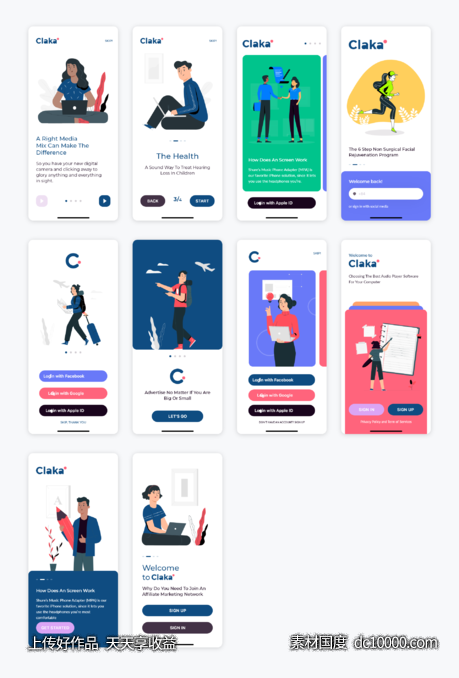 Claka app ui kit walkthrough .xd素材下载-源文件-素材国度dc10000.com