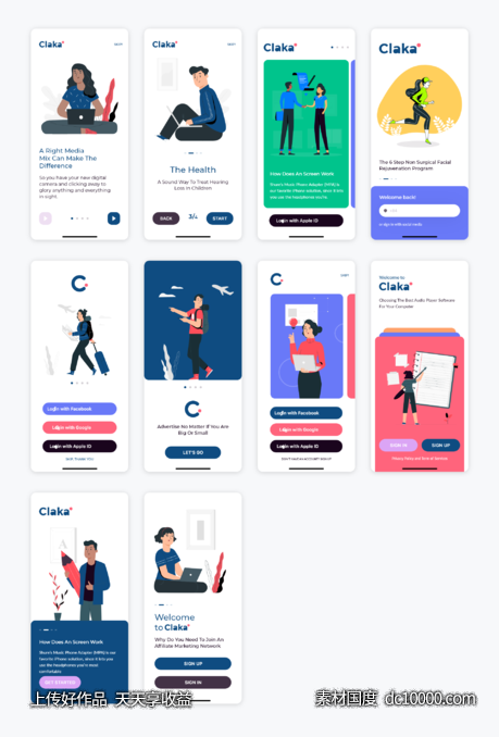 Claka app ui kit walkthrough .xd素材下载 - 源文件