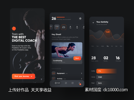 健身APP ui .fig素材下载-源文件-素材国度dc10000.com