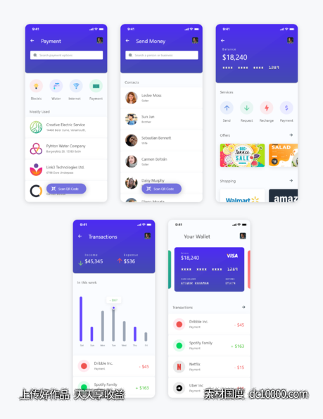 钱包app ui .sketch素材下载-源文件-素材国度dc10000.com