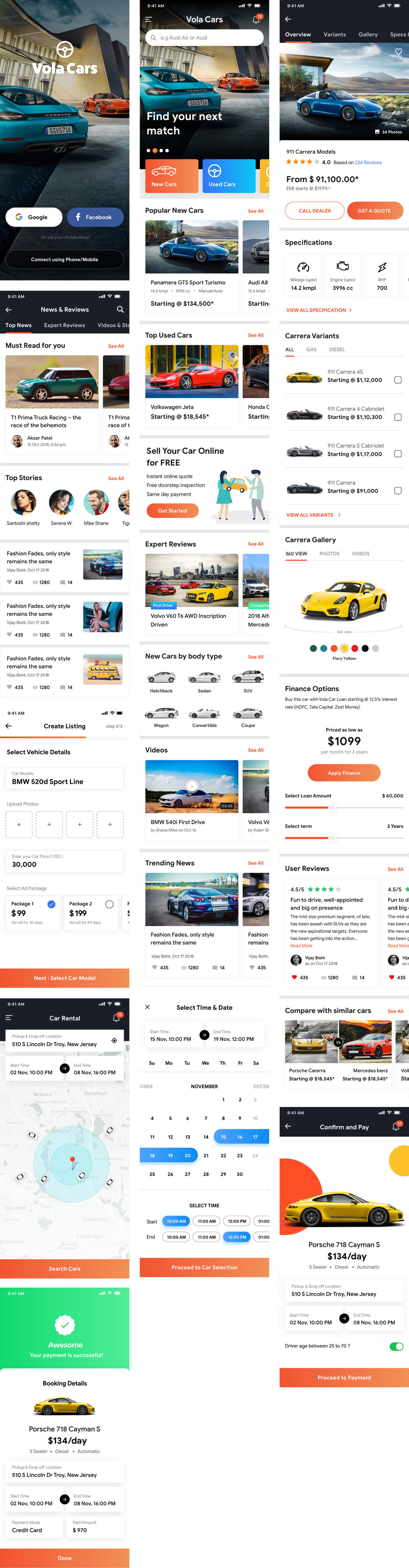 Vola Cars 租车app ui .sketch素材下载