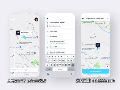 打车app 叫车页面UI .sketch素材下载-源文件-素材国度dc10000.com