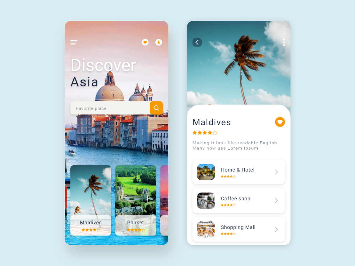 两个旅游app ui页面 .xd素材下载