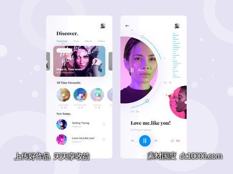 音乐app ui .sketch素材下载-源文件-素材国度dc10000.com