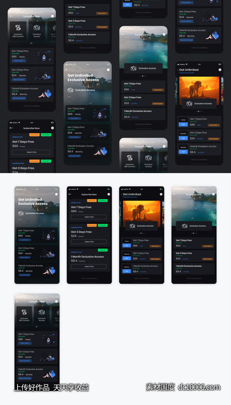 深色app ui .ai .xd素材下载-源文件-素材国度dc10000.com