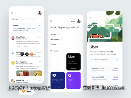 Email 邮箱app ui .sketch素材下载-源文件-素材国度dc10000.com