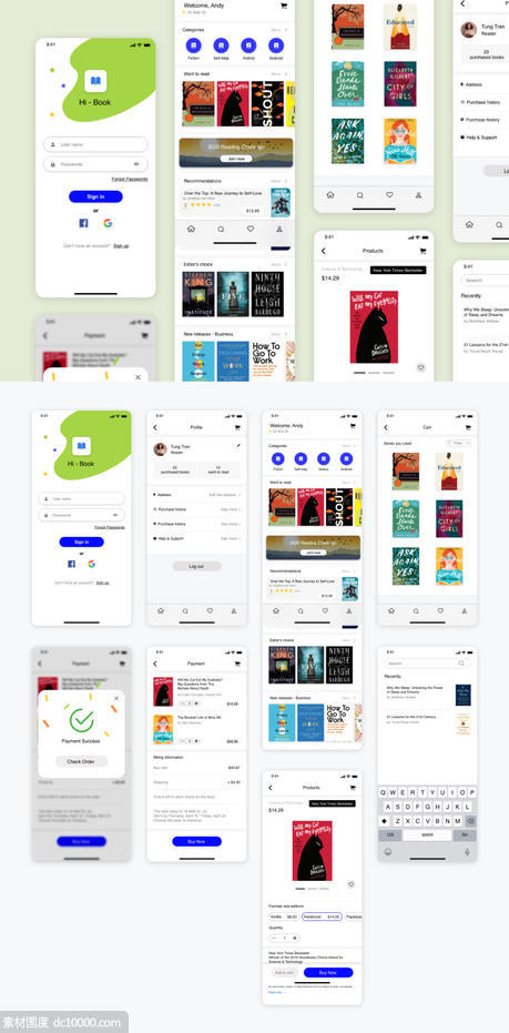 图书电商app ui .xd素材下载 - 源文件