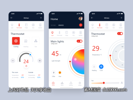 智能家居控制app ui .sketch素材下载-源文件-素材国度dc10000.com