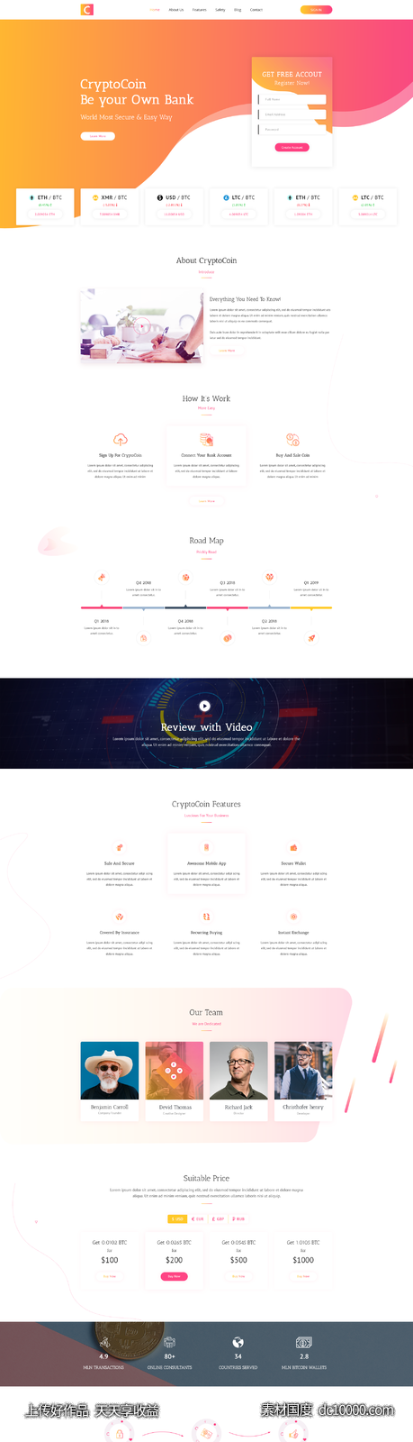 Bitcoin 数字货币网站落地页 .xd素材下载-源文件-素材国度dc10000.com