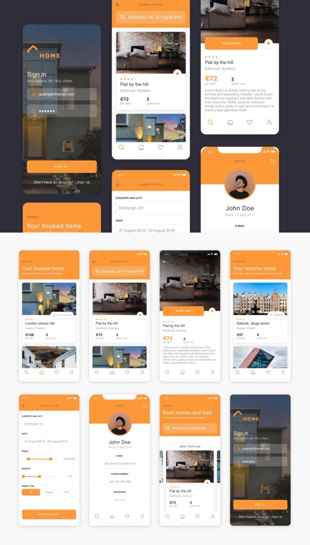 租房app ui .xd素材下载