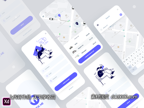 叫车app ui .xd素材下载-源文件-素材国度dc10000.com