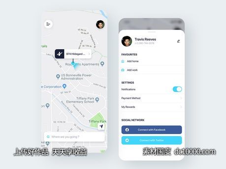 打车app 地图、profile ui .sketch素材下载 - 源文件