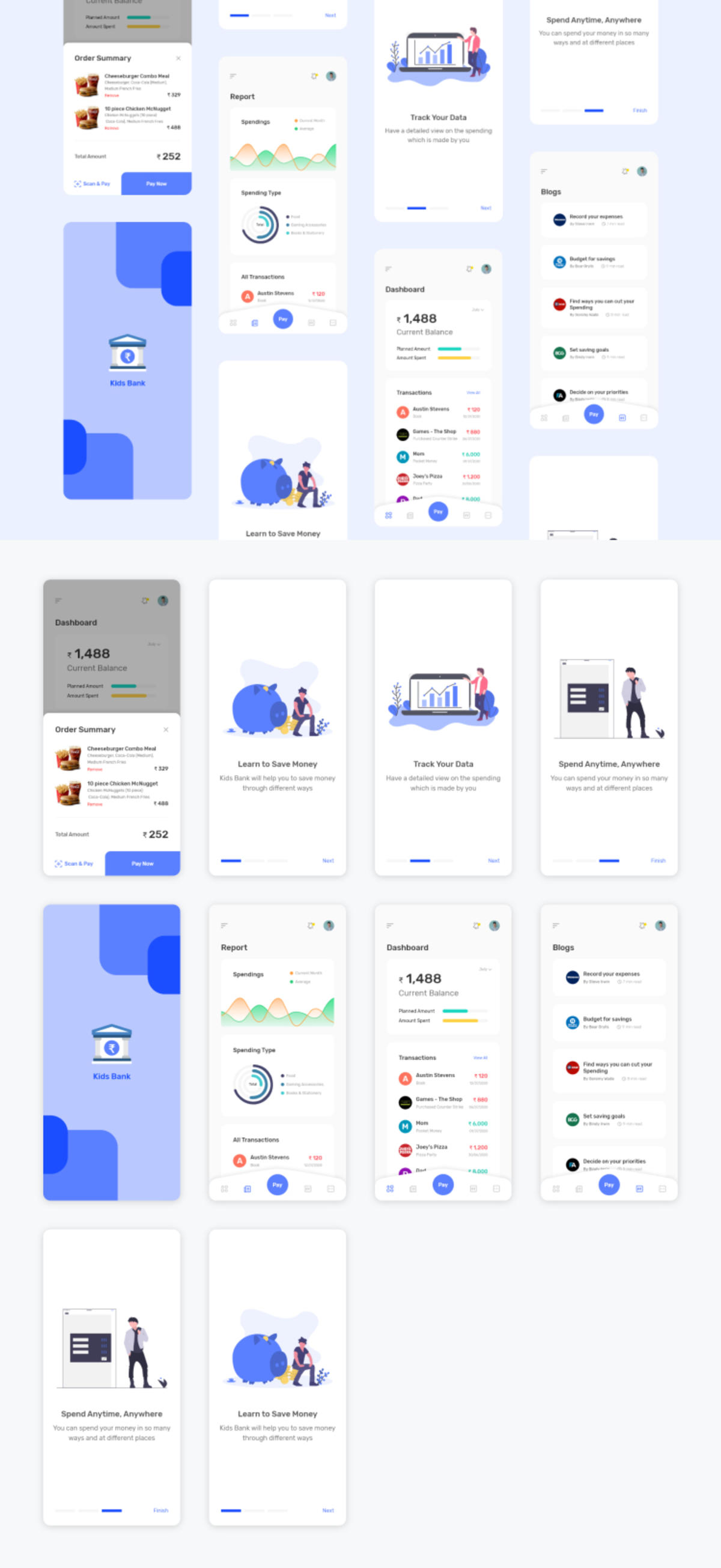 儿童手机支付、银行app ui .xd素材下载