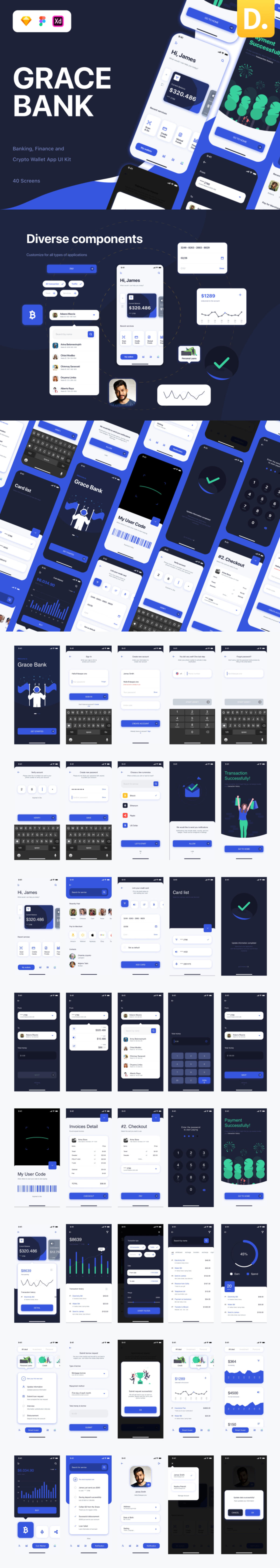 Grace Banking 银行金融app ui .fig .sketch .xd素材下载