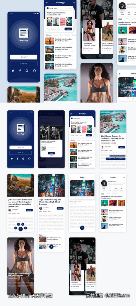 新闻app ui .sketch素材下载-源文件-素材国度dc10000.com