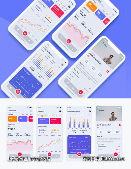 健身app 数据页UI dashboard .sketch素材下载 - 源文件