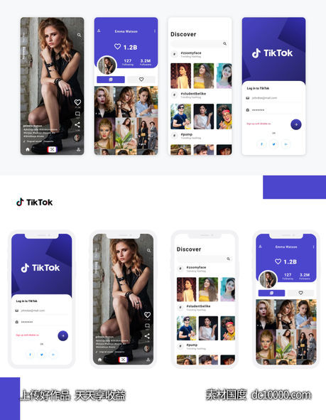 简洁的TikTok Redesign ui .xd素材下载-源文件-素材国度dc10000.com