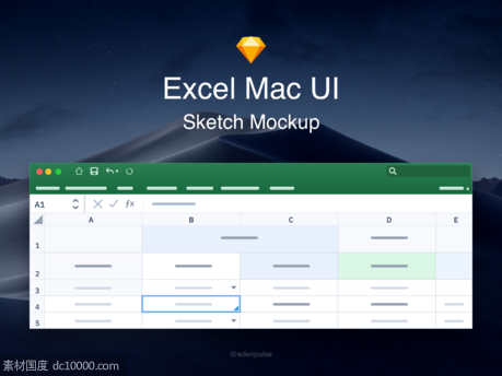 Excel Mac UI 软件UI .sketch素材下载 - 源文件