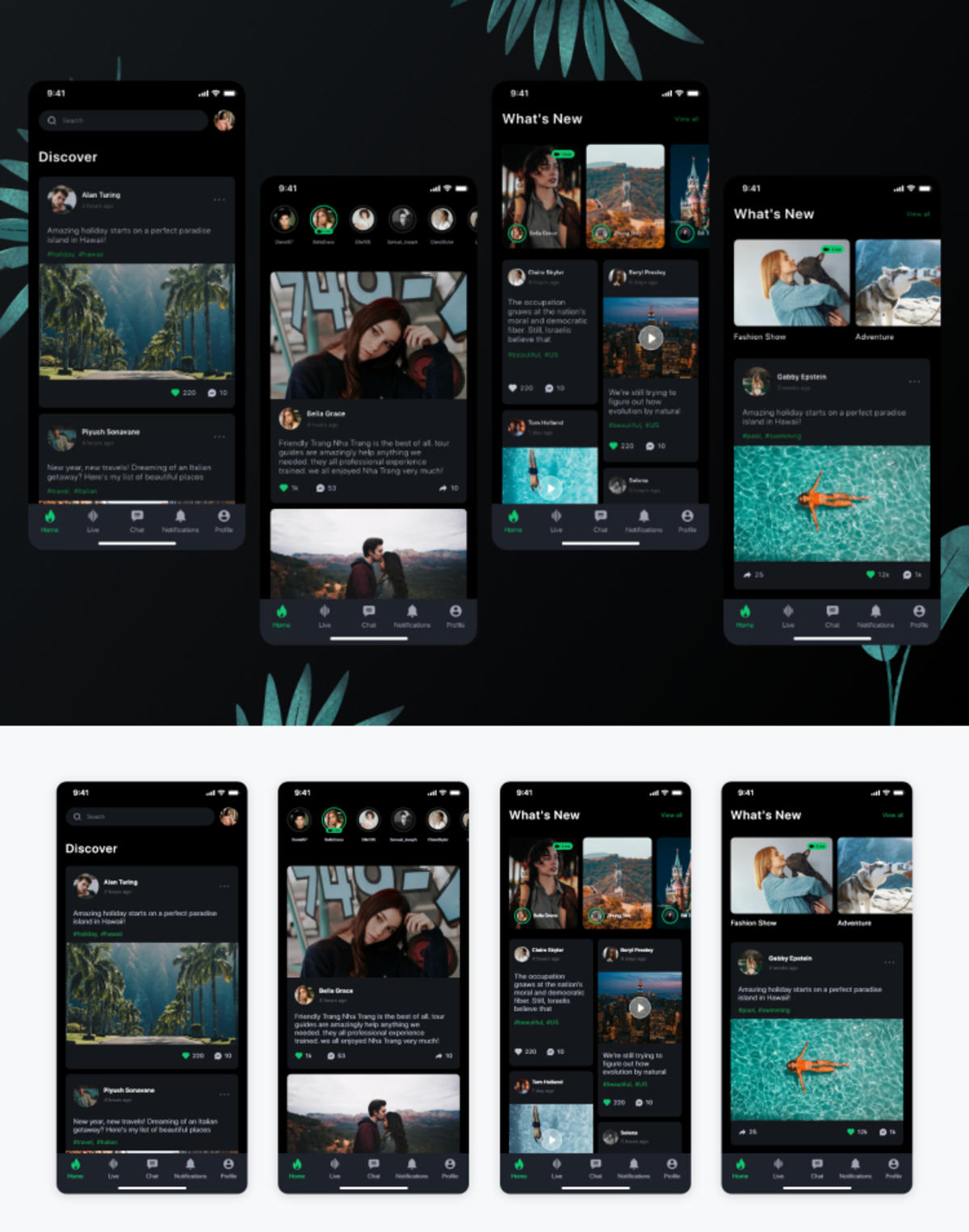 暗黑风格社交app ui .xd素材下载