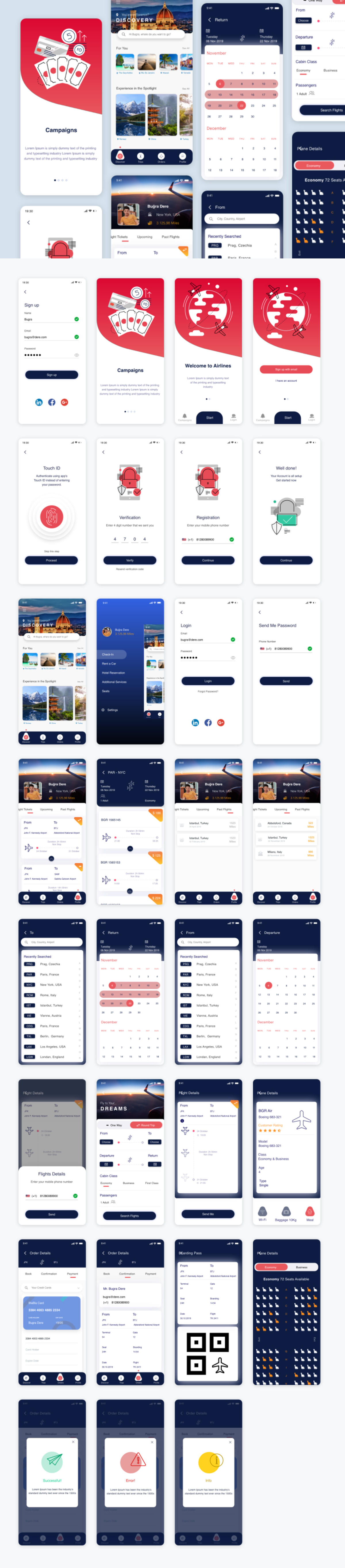 机票预定app ui .xd素材下载