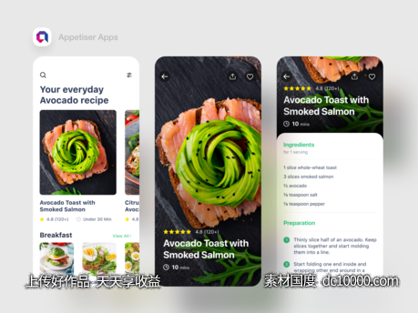 美食app ui .xd素材下载-源文件-素材国度dc10000.com