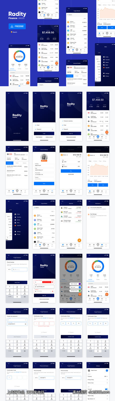 整套数字货币金融app ui Radity .sketch素材下载-源文件-素材国度dc10000.com