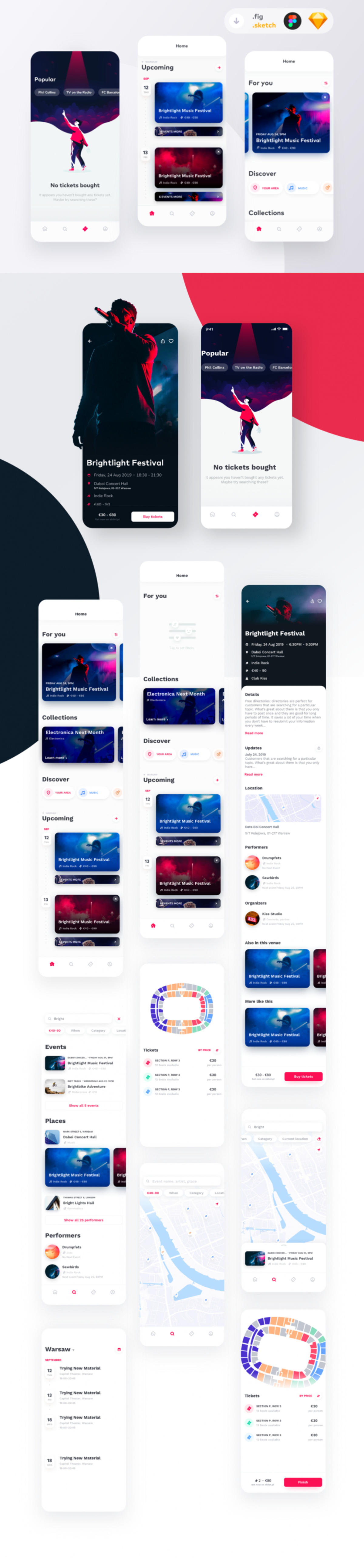 演出在线购票app ui .fig .sketch素材下载